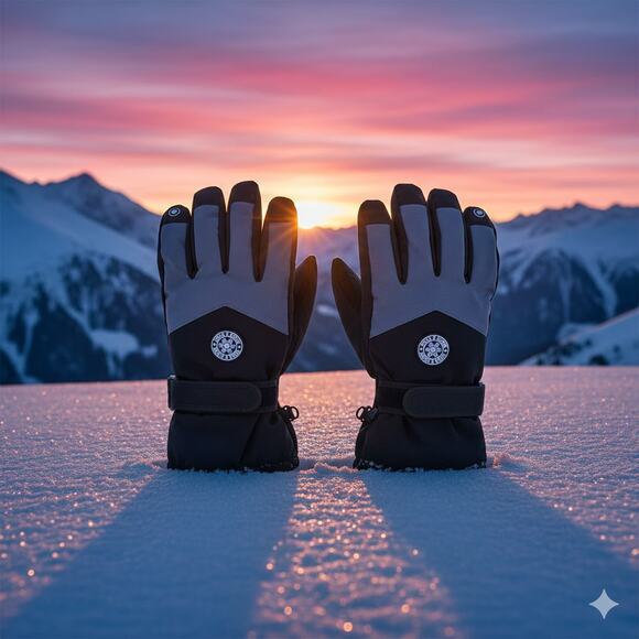 New Women’s Winter Ski Gloves Medium – Waterproof Insulated Black Grey Snowflake - Picture 2 of 6